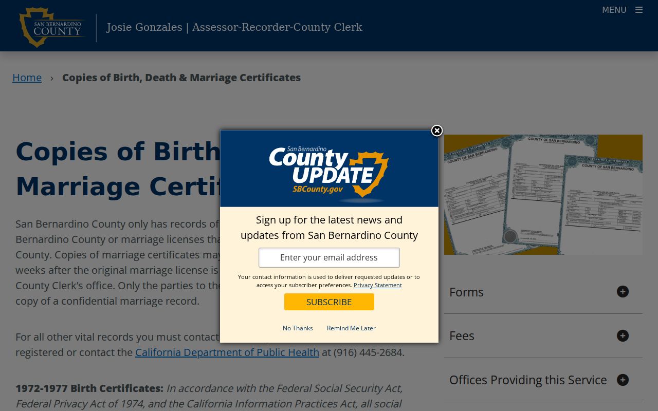Twentynine Palms residents directory county vital records access