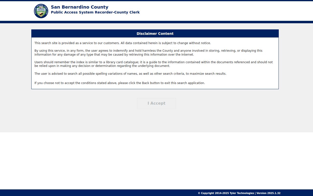 Twentynine Palms residents directory Recorder deed index entry