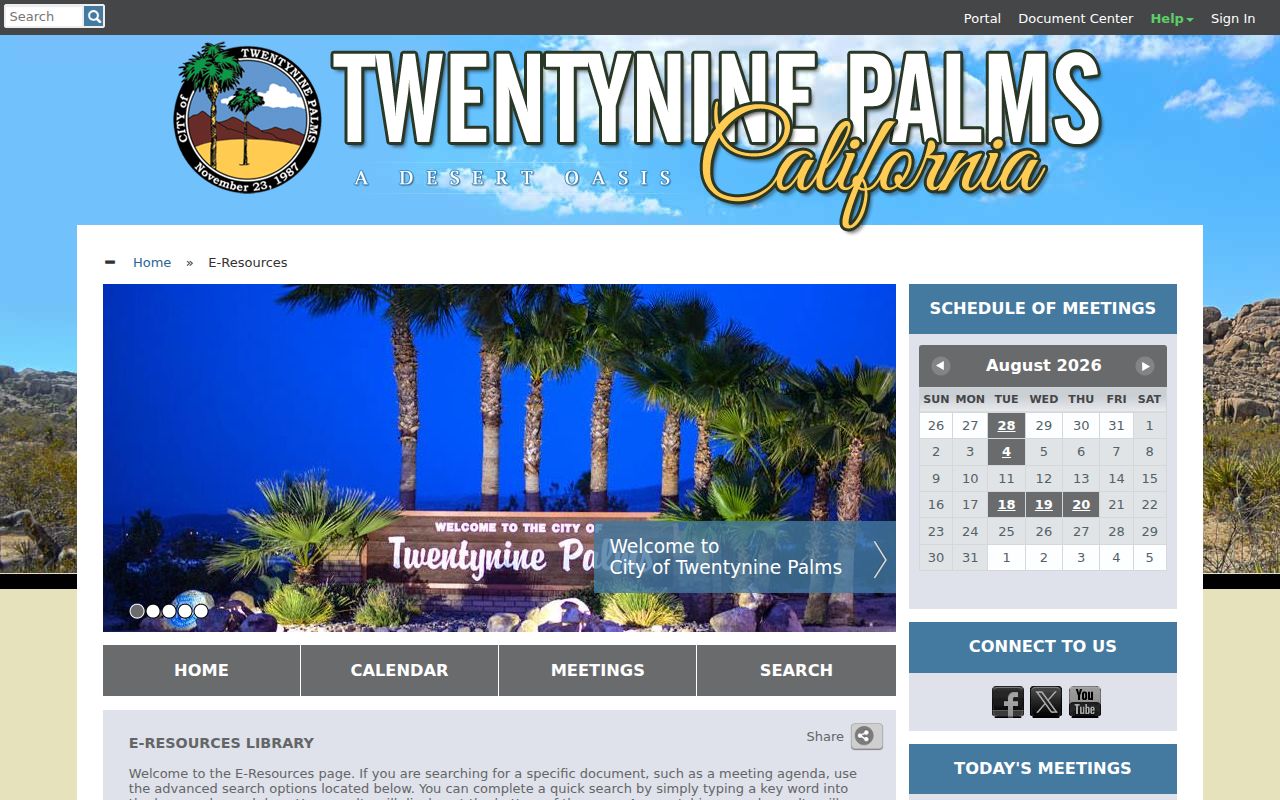 Twentynine Palms neighbors city legislative document search