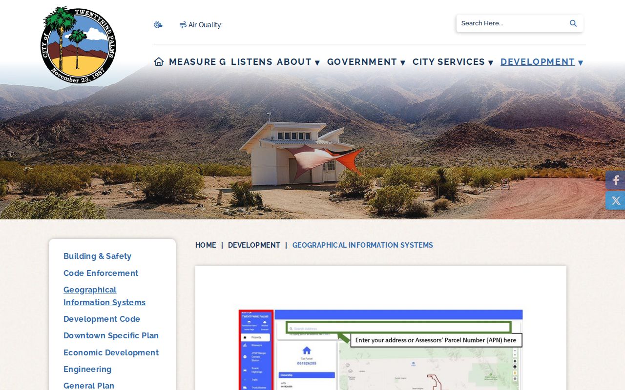 Twentynine Palms street directory official city map instructions